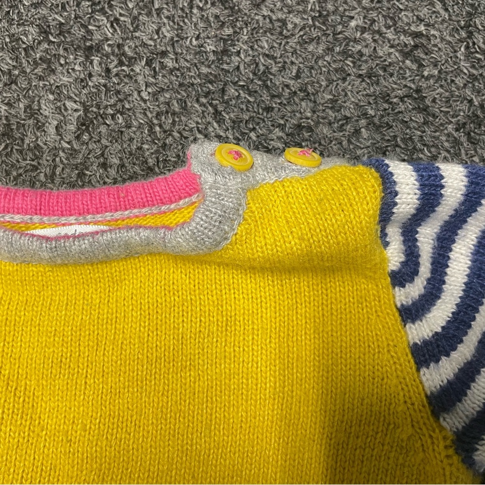 Baby Boden Striped Long Sleeve Cat in Pocket Yellow Sweater Dress Sz 6-12 Months - Picture 3 of 8